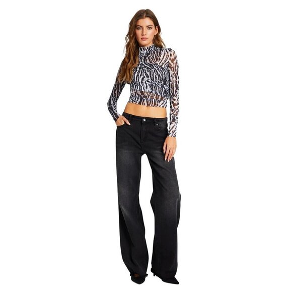 SER.O.YA Sana Top in Grey Ocelot XSmall Womens Long Sleeve Blouse - Picture 14 of 15